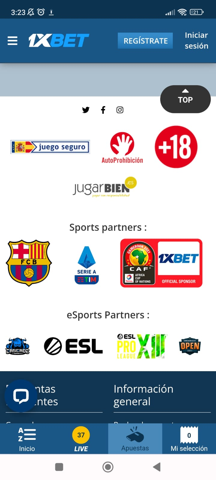 Versión móvil de 1xBet