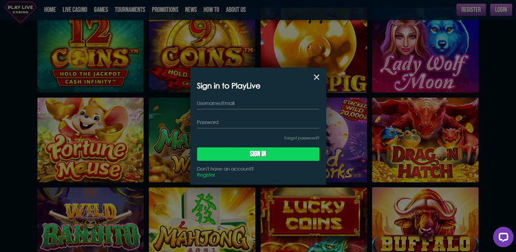 Playlive casino account details