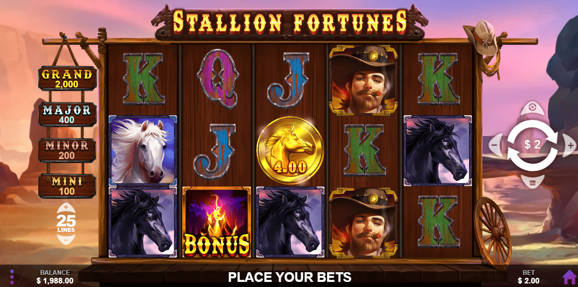 An image showing Stallion Fortunes casino slot features