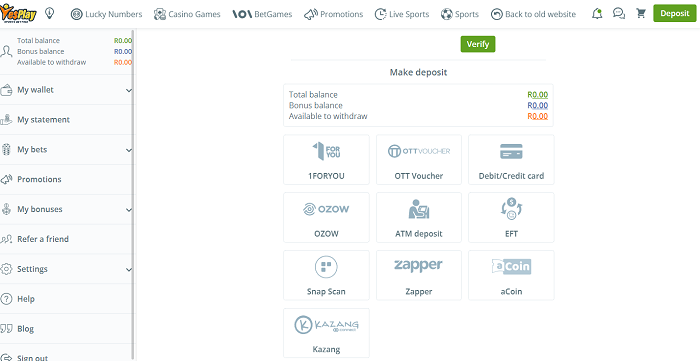 Ways to deposit funds to YesPlay account