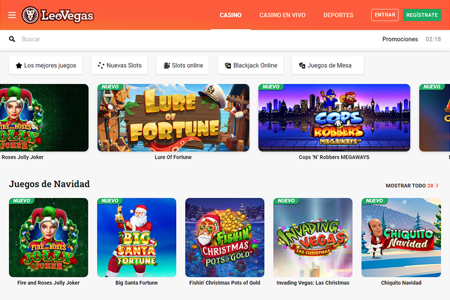 Casino virtual de la casa de apuestas LeoVegas en España