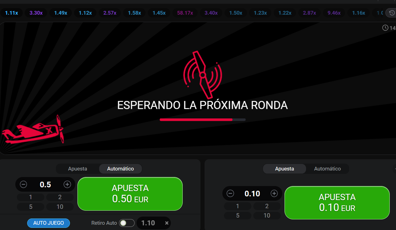 imagen del juego de aviator codere a punto de comenzar