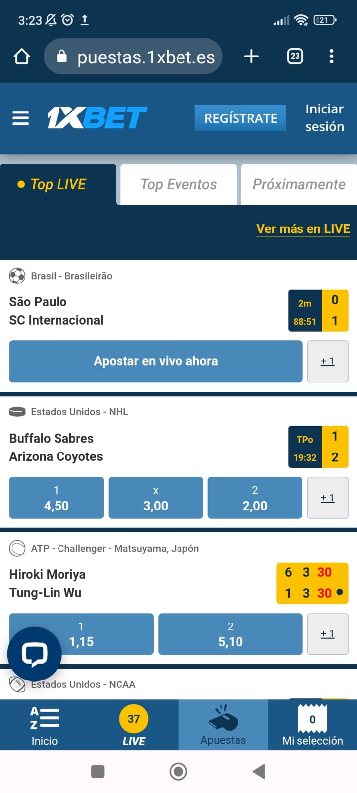 Versión móvil de 1xBet