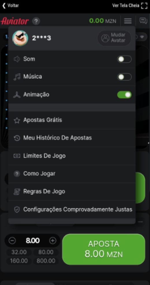 Informações e configurações do jogo Aviator na app