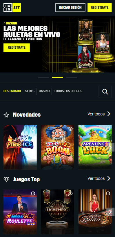 Casa de apuesta versión móvil DAZN Bet España 