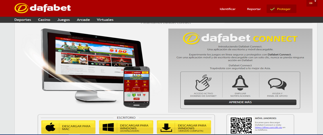 Aplicación móvil para MAC, Windows y Android de Dafabet