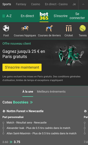 Version mobile bet 365