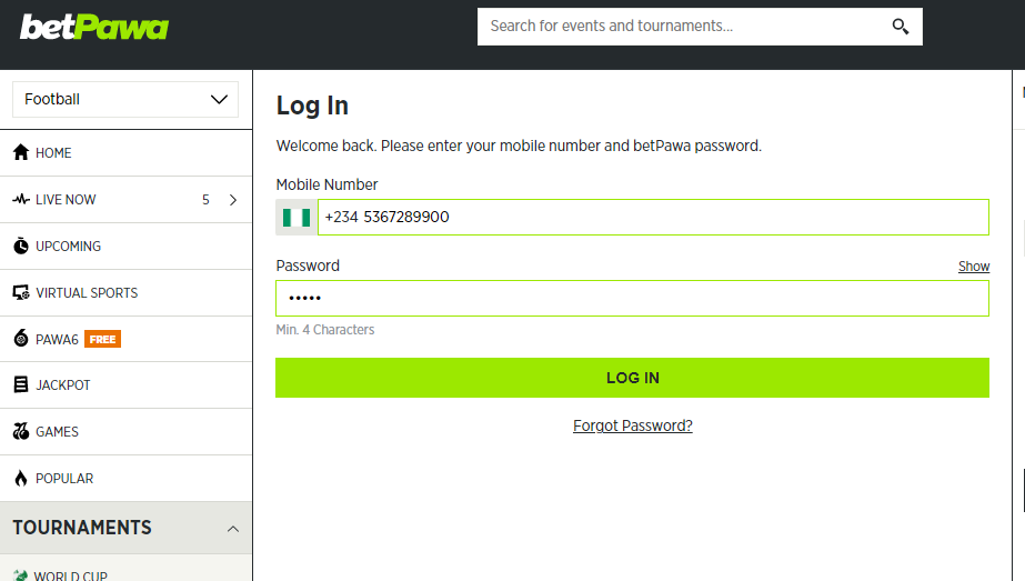 Enter your login details