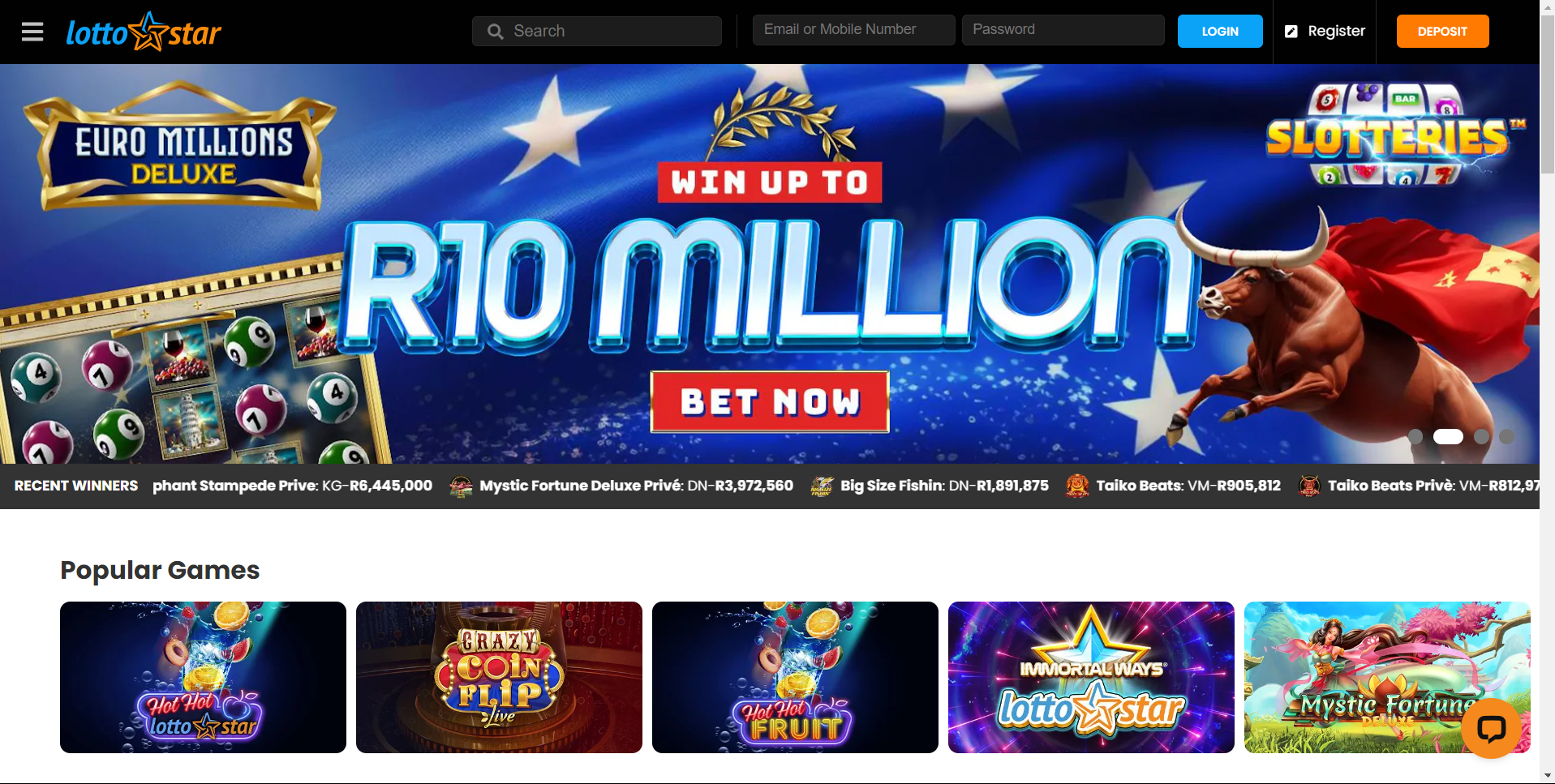 Open the official Lottostar Casino website 