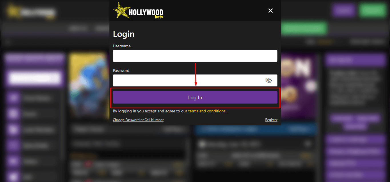 Image Of Hollywoodbets Aviator Login Form