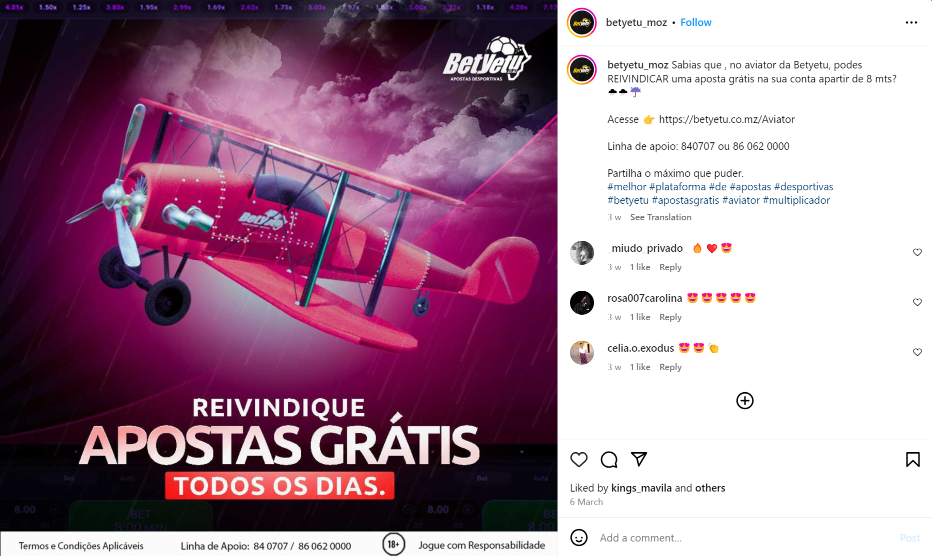 Instagram do BetYetu