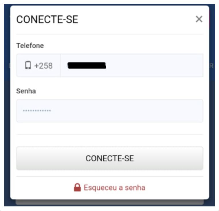 Inserir os seus dados de login (número e palavra passe)