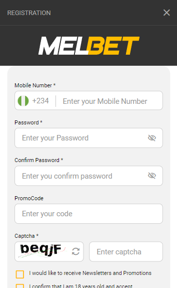 Melbet Registration Process image