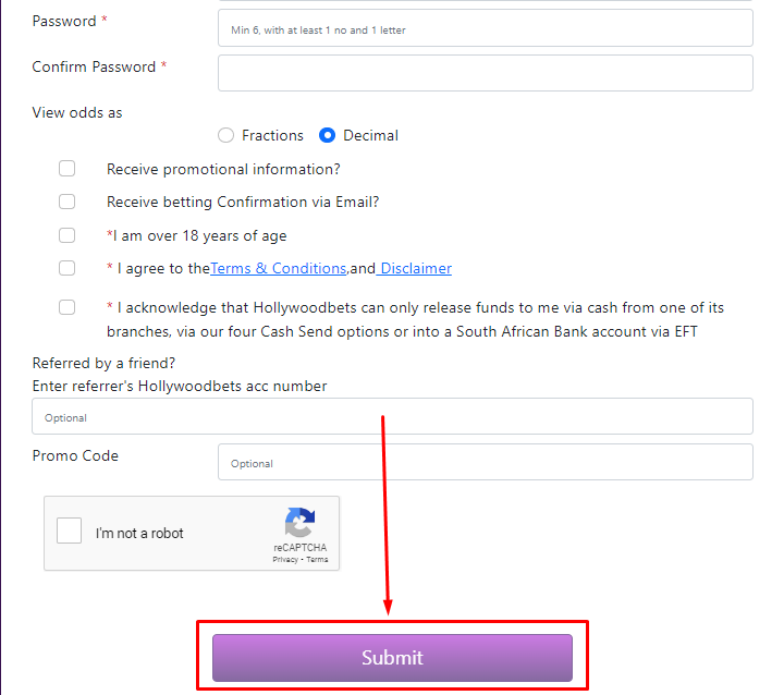 Image Of Hollywoodbets Aviator Registration Form