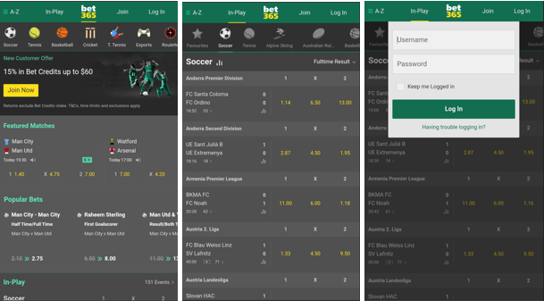 Bet365 Mobile website