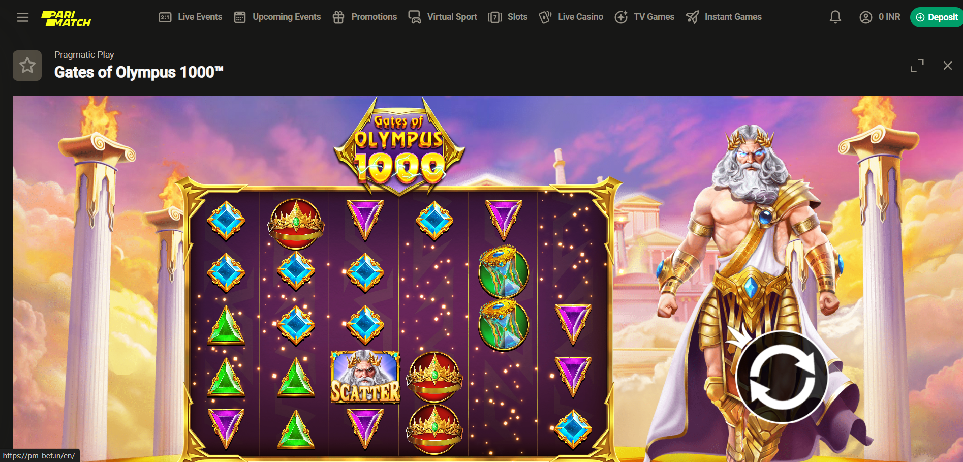 Gates of Olympus on Parimatch casino