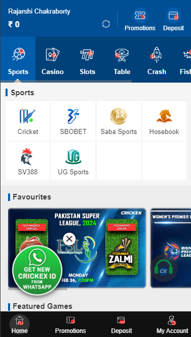 Crickex sportsbook Homepage