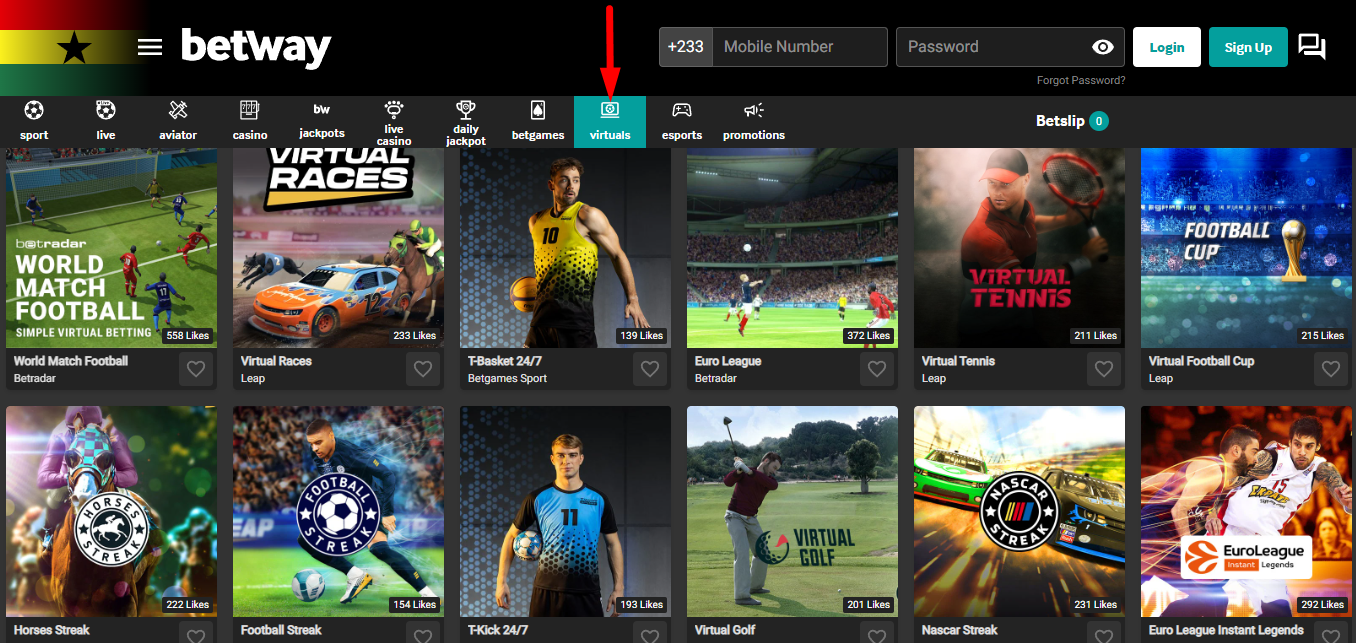 Betway Ghana Virtual Games