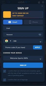 4raBet account sign up