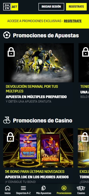 Casa de apuesta DAZN Bet España versión móvil