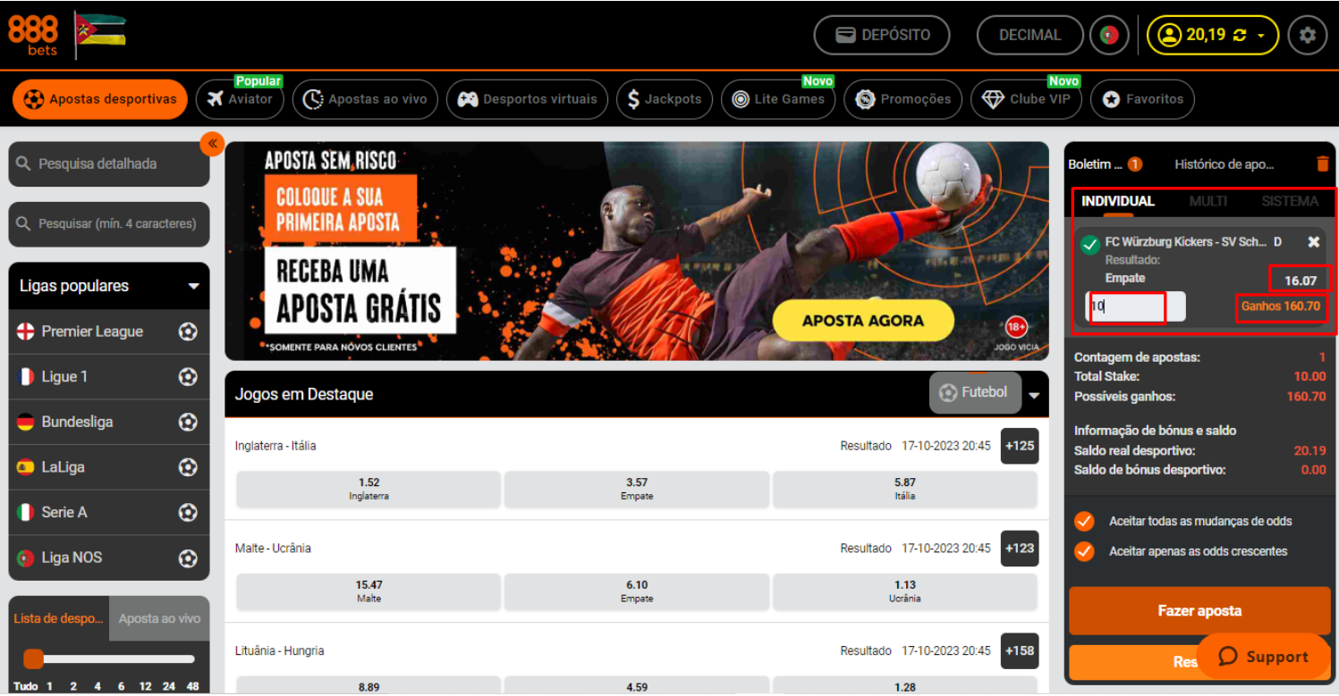 Aposta individual 888Bets