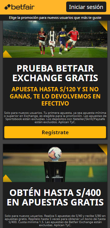  Imágenes de la app de Betfair para Android