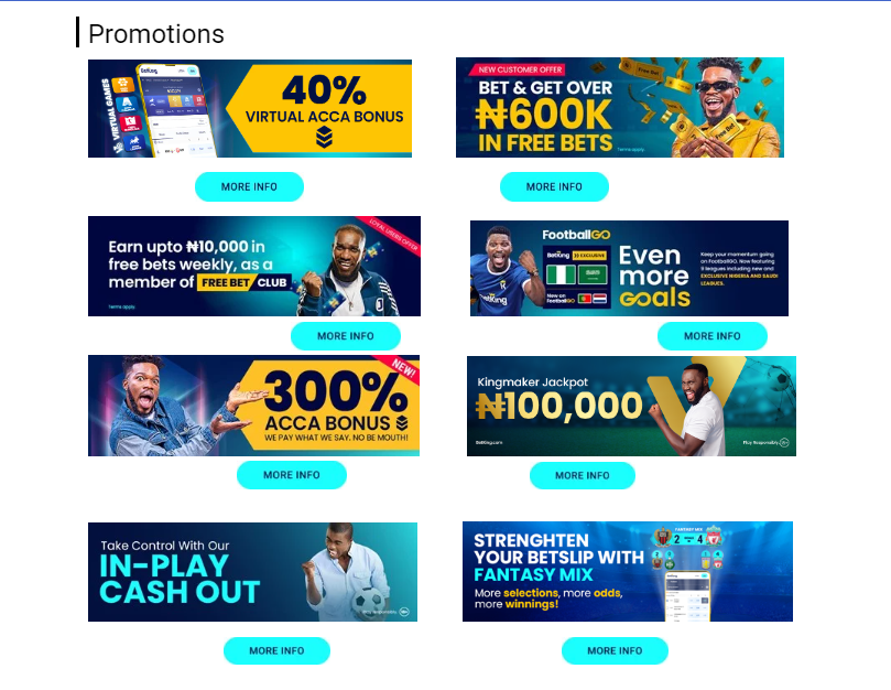 Image of Betking Nigeria Bonuses page