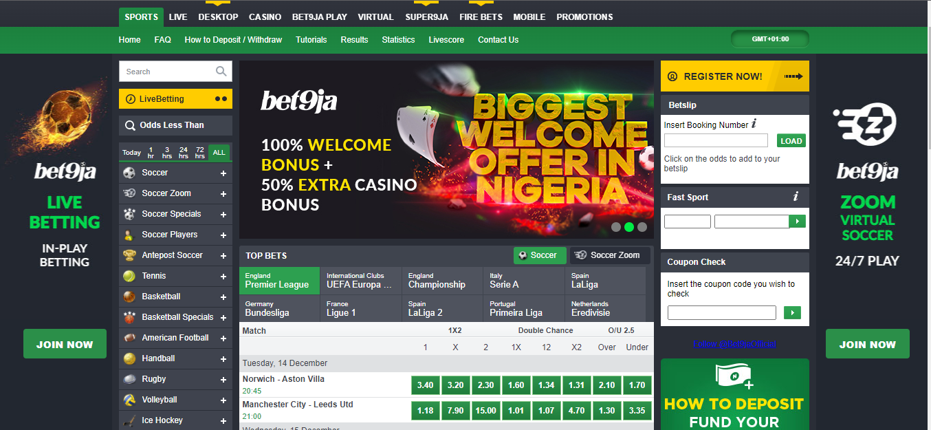 Bet9ja homepage