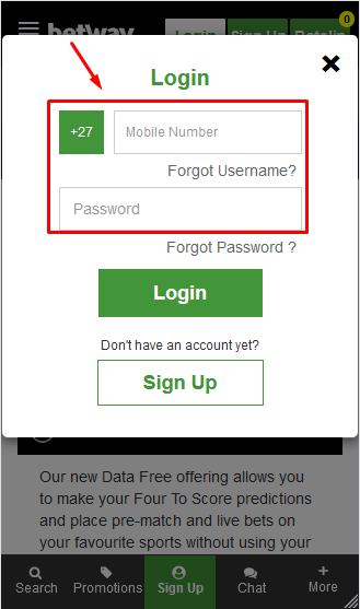 Betway South Africa Data Free Login Image