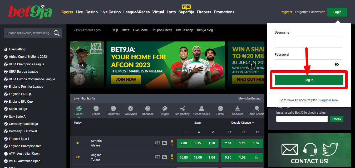 Image of Bet9ja Complete Login Process