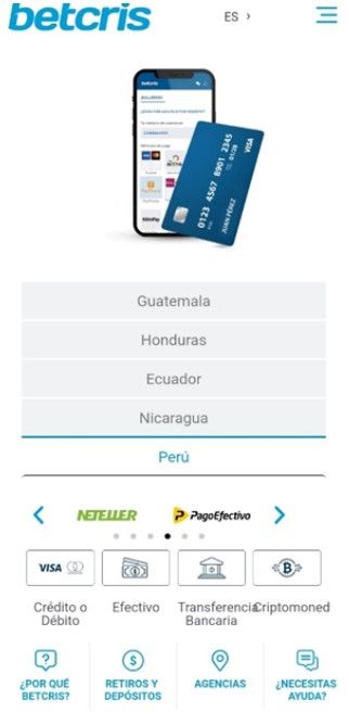 Versión 1.0 de la aplicación Betcris para iOS