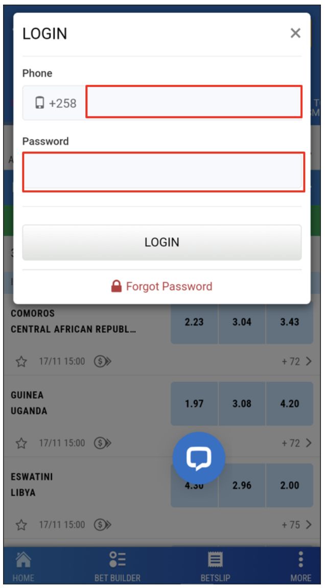 Como fazer login na Elephant Bet? - passo 2