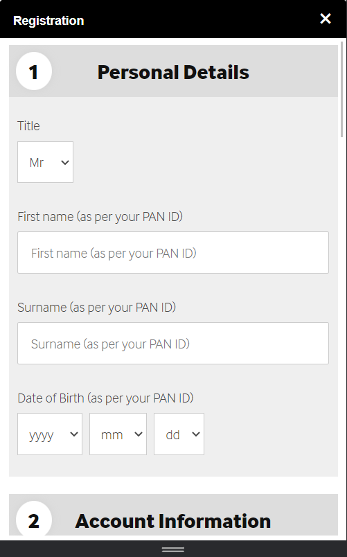 Betway creating an account