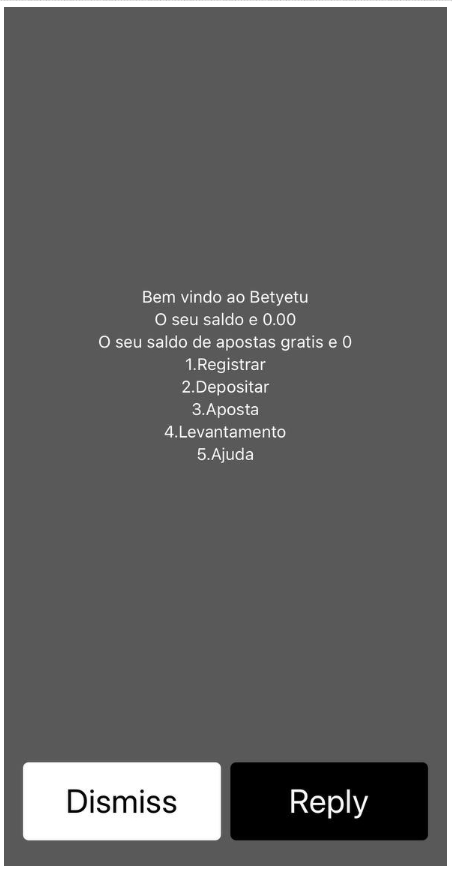 Menu de boas-vindas da BetYetu