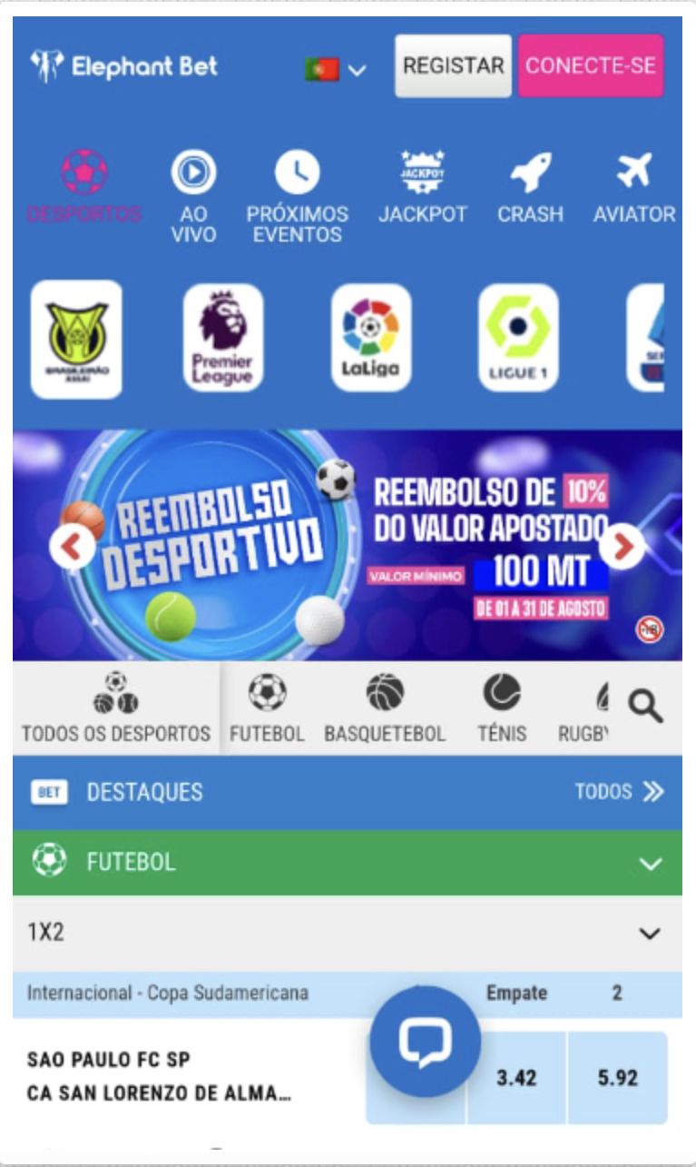 Aceder ao site da Elephant Bet pelo seu navegador preferido e clicar em “conecte-se”