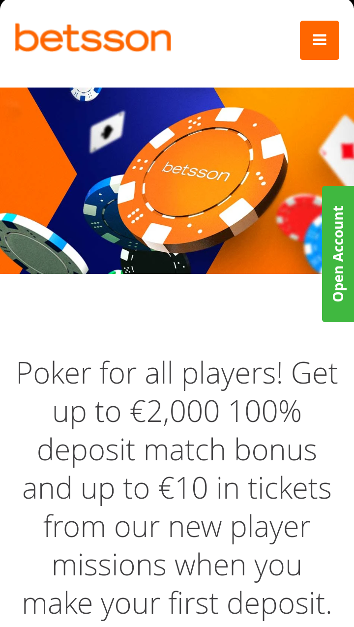 Image showing Betsson Casino bonus for new poker players