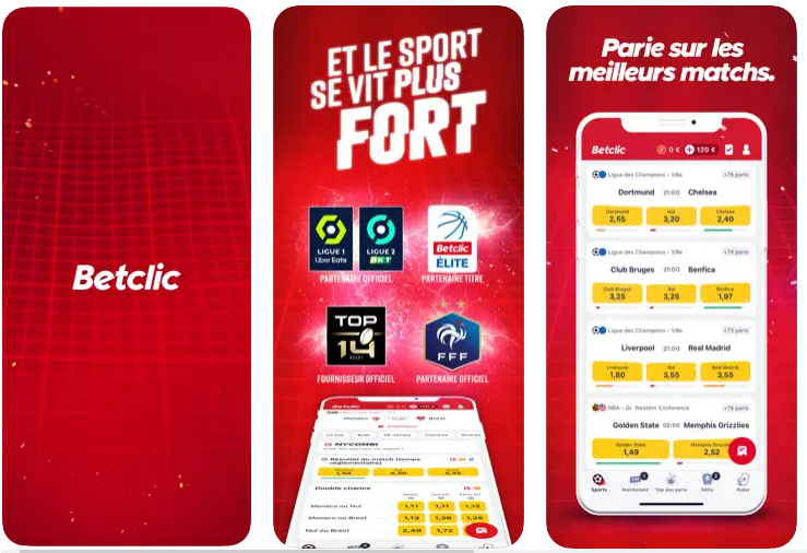 Images qui apparaissent lorsqu’on télécharge  et installe betclic sur iOS