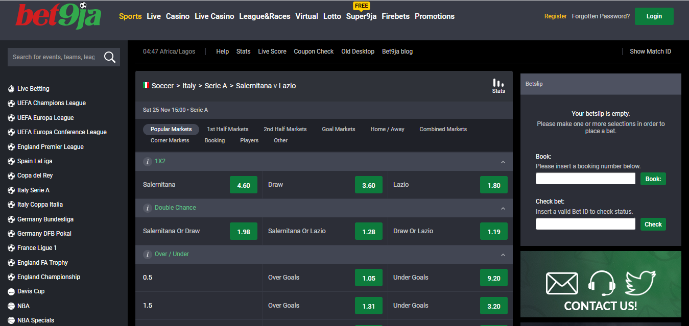 Nigerian Online betting odds banner