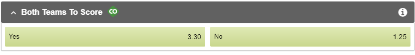 Betway Both teams to score market